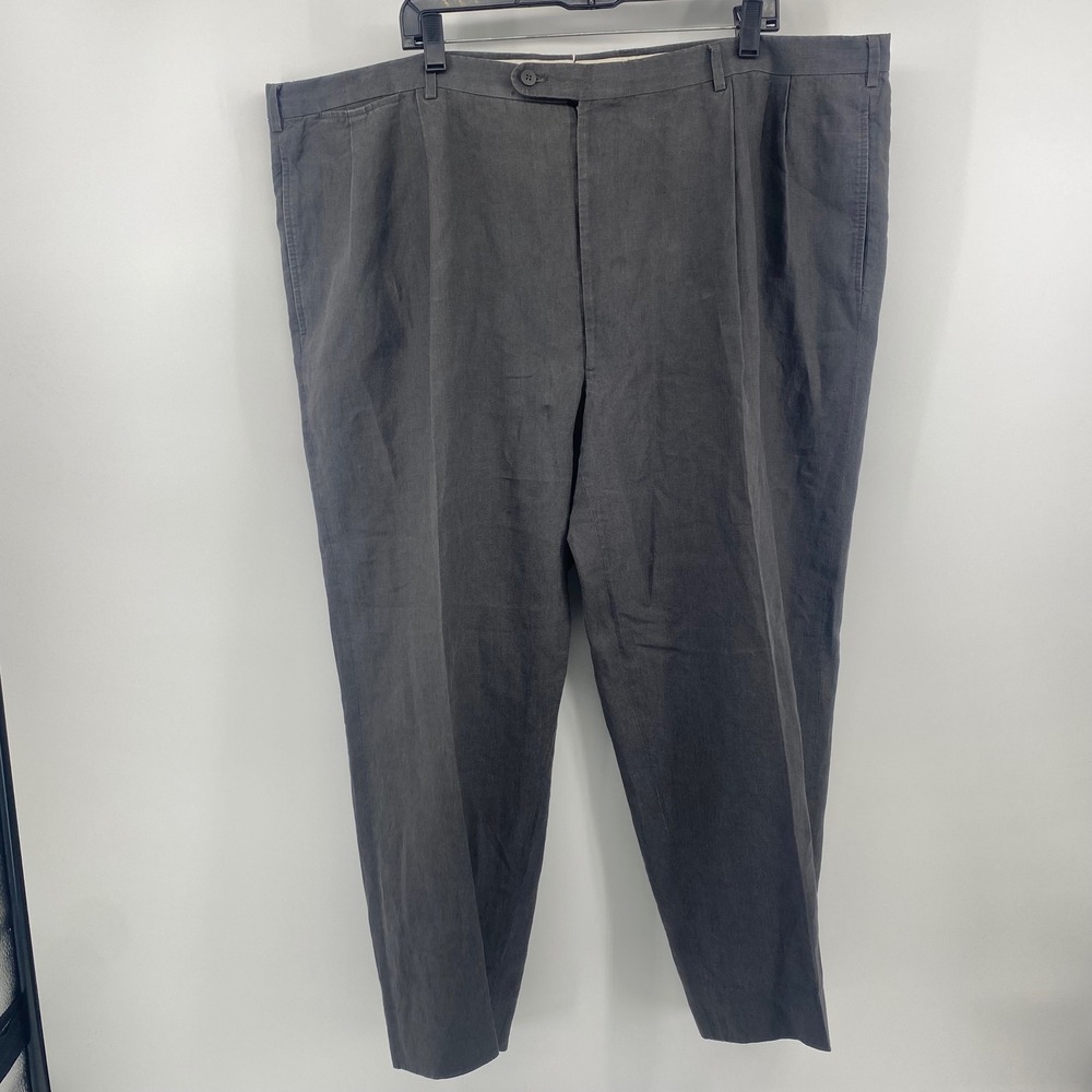 Loro Piana Dress Pants Mens 46x27 Charcoal Gray Linen Pleated Luxury Trousers
